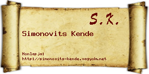 Simonovits Kende névjegykártya